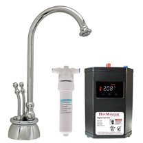 Westbrass Docalorah 10" 2-Handle Hot and Cold Water Dispenser Faucet with Digital Tank and Filter, Stainless Steel