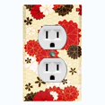 thumbnail image 1 of Metal Light Switch Plate Cover Japanese Flower Pattern Tan Wallpaper FLW041, 1 of 13