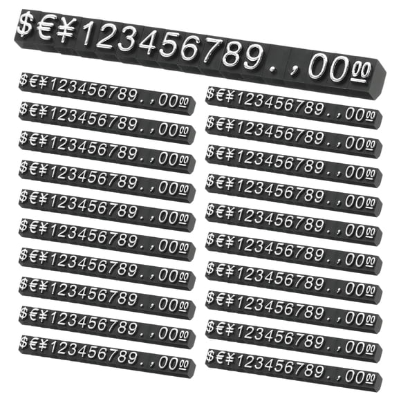 Uxcell 20 Set Price Display Cube, Adjustable Price Tag Stand Removable Number Letter Label Stand Dollar Block Kit for Jewelry Retail Shop Display Signs (Black/Silver, M)