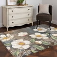 thumbnail image 3 of Rectangle Area Rugs 4 x 6 Ft, White Floral Non-Slip Residential Carpet, Spring Farmhouse Vintage Flower Leaf Plant Indoor Crawling Mats Runner Rugs for Living Room/Dining Room/Bedroom, 3 of 8