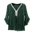 thumbnail image 6 of Aofany 3/4 Sleeve Shirts for Women, Casual V Neck Sparkle Sequin Blouse Solid Color Tunic Top Holiday Party Pullover Tops, 6 of 6