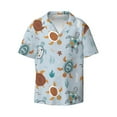 thumbnail image 4 of Uemuo Sea Turtle Pattern Cotton Linen Short Sleeve Shirts,Casual Lightweight Button Down Shirts,Vacation Beach Summer Tops-Large, 4 of 7