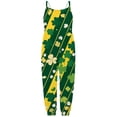 thumbnail image 3 of MAIHAN St Patricks Day Jumpsuits for Girls Overalls Shamrock Print Rompers with Adjustable Straps,Wide Leg Loose Fit Boho Floral Cute Outfits(Green2,3-4 Years), 3 of 5