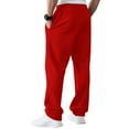 thumbnail image 4 of Men's Midweight Fleece Jogger Sweatpants, Open Bottom Elastic Drawstring Waist with Pockets for Lounge - Sweatpants for Men Red 2XL, 4 of 7