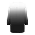 thumbnail image 5 of hxobax Women's T-Shirts Fall Rolled Long Sleeve Tops V Neck Button Shirts Ombre Tunic Pleated Blouse, 5 of 5