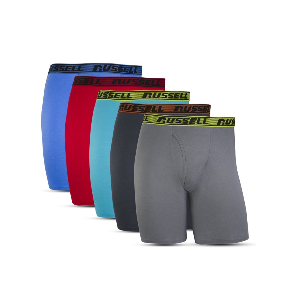 Russell Russell Men's Comfort Performance Assorted Color Long Leg Boxer Briefs, 5 Pack