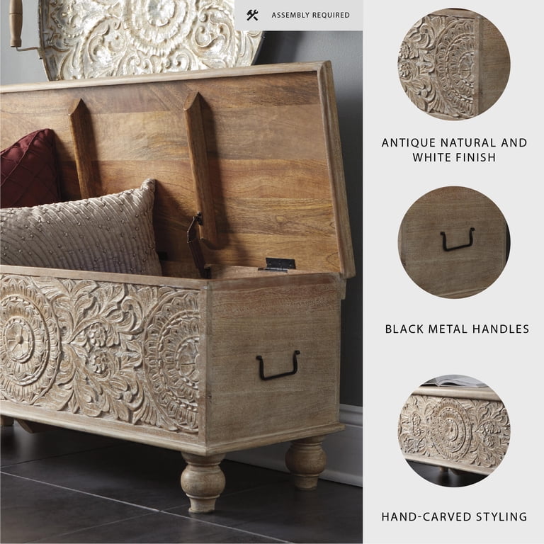 Signature Design by Ashley Fossil Ridge Storage Bench, Beige