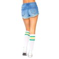 thumbnail image 2 of Leg Avenue Athletic striped knee highs. Whte/Grn/Y Color, 2 of 3
