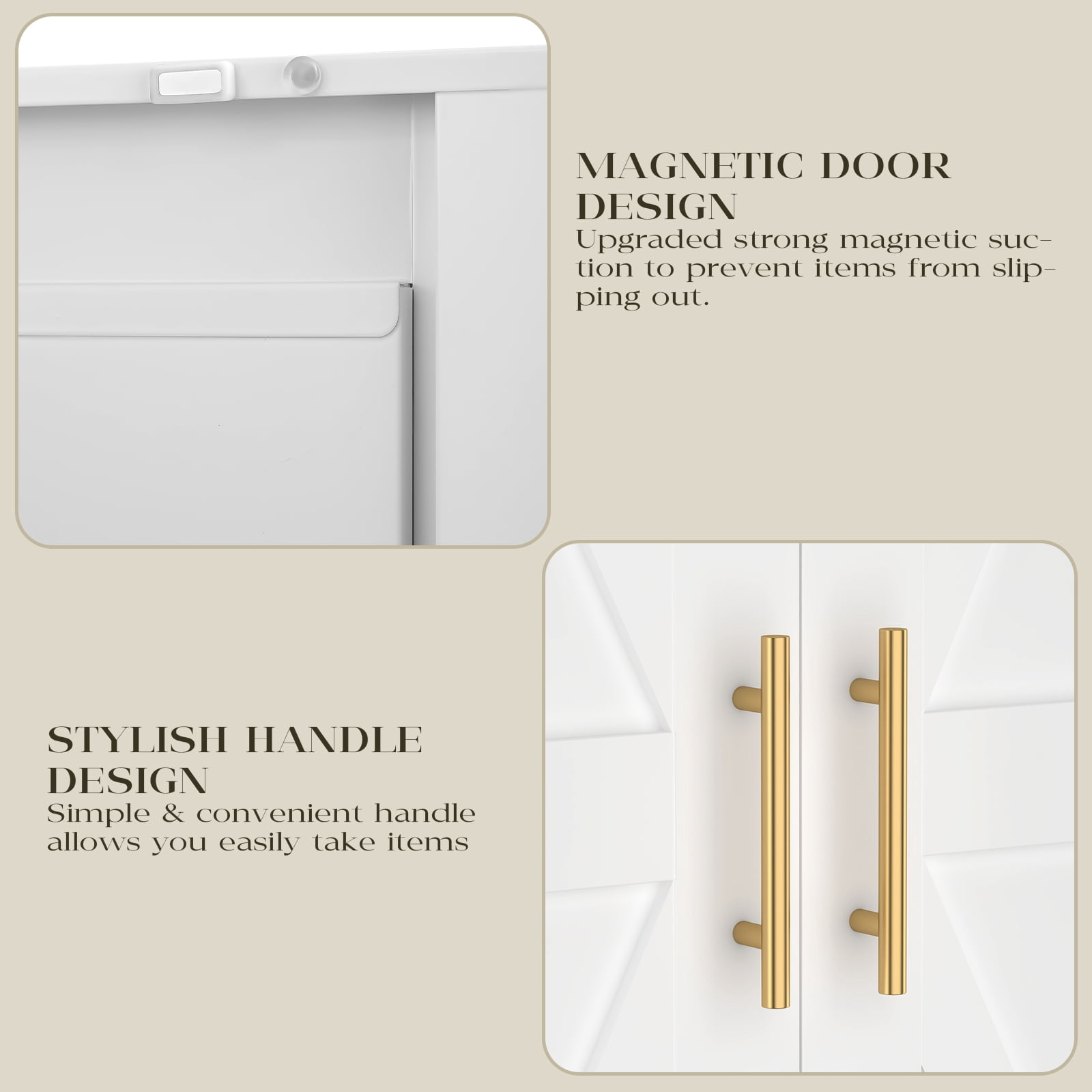 Adjustable 2 Doors Storage Cabinet, Kitchen Pantry Cabinet With Adjustable Shelves, Steel Cabinet Locker For Kitchen, Living Room, Dining Room and Office