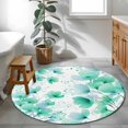 thumbnail image 3 of Spring Flowers Round Area Rug 3.3Ft Washable Circle Rugs for Dining Room Table, Green Blossom Watercolor Botanical Florals Non-Slip Carpet Floor Mats Indoor Outdoor Carpet Runner Aesthetic Home Decor, 3 of 8