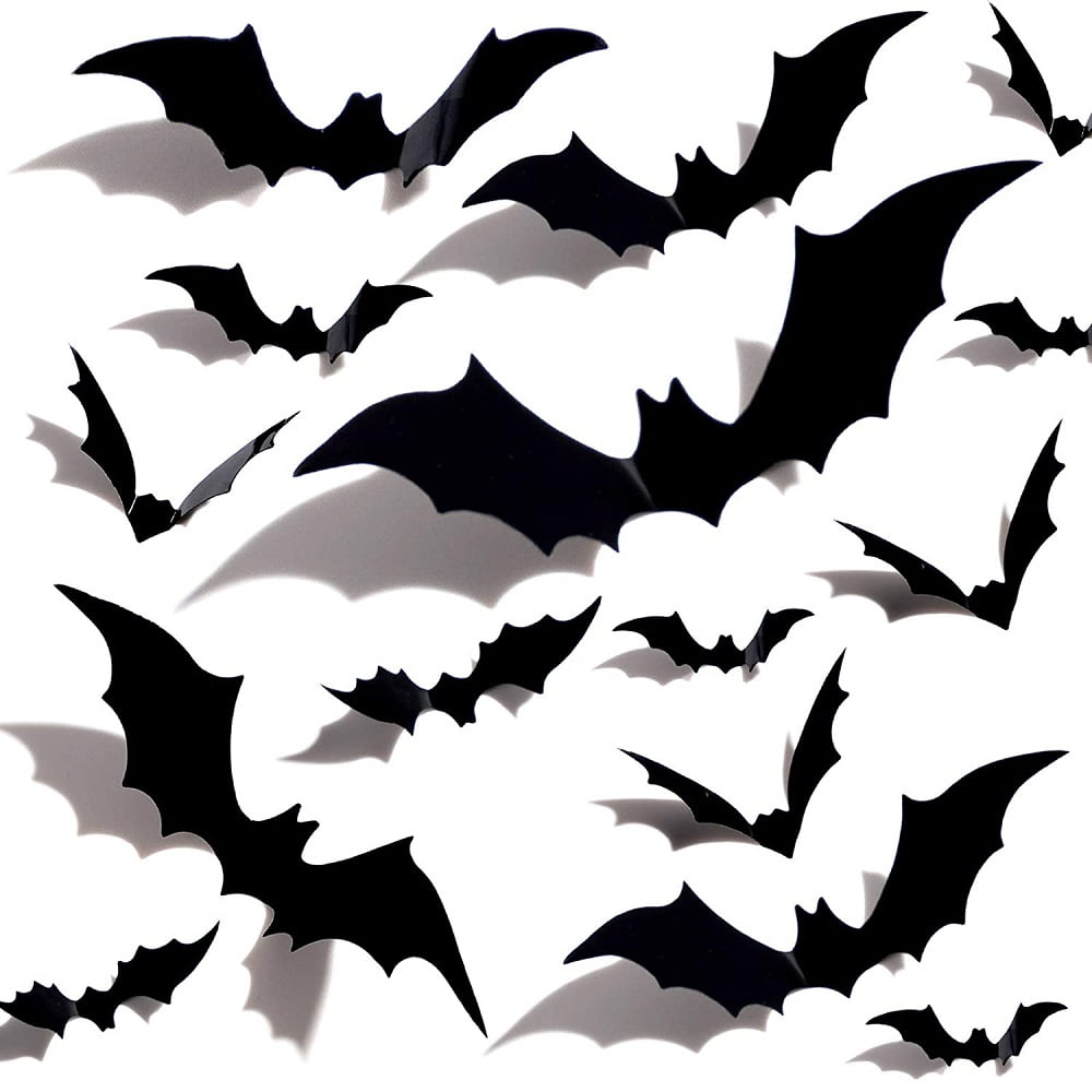 Stibadium Halloween 3D Bats Decoration Plastic Bat Wall Stickers for ...