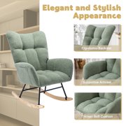 Hforesty Nursery Rocking Chair Teddy Upholstered Glider Rocker,with Comfortable Armchair for Living Room & Nursery, GREEN