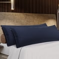 thumbnail image 1 of Microfiber Body Pillowcases 2 Pcs Embroidery Zipper Closure Navy 20"x48", 1 of 7