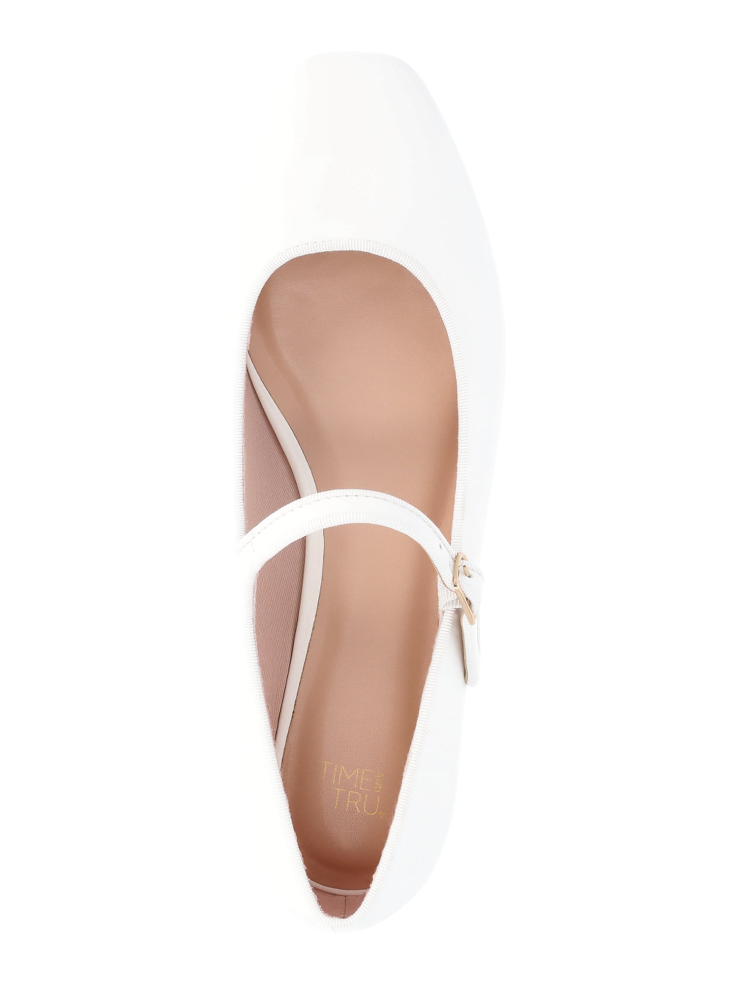Time and Tru Women's Faux Leather Mary Jane Flats, Wide Width Available