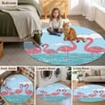 thumbnail image 5 of Summer Cute Flamingo Large Round Rug 8 FT, Non Slip Living Room Area Carpet, Cartoon Animal Cloud Blue Sky Washable Soft Circle Rug Non-Shedding Floor Carpet for Bedroom Office Dining Room, 5 of 9
