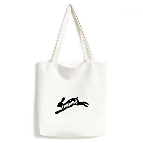 Black Animal Rabbits Outline Natural Tote Canvas Bag Shopping Satchel Casual Handbag