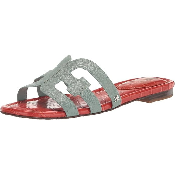 Sam Edelman Women's Sandals Slide Bay Fray, Flat Grey & Red