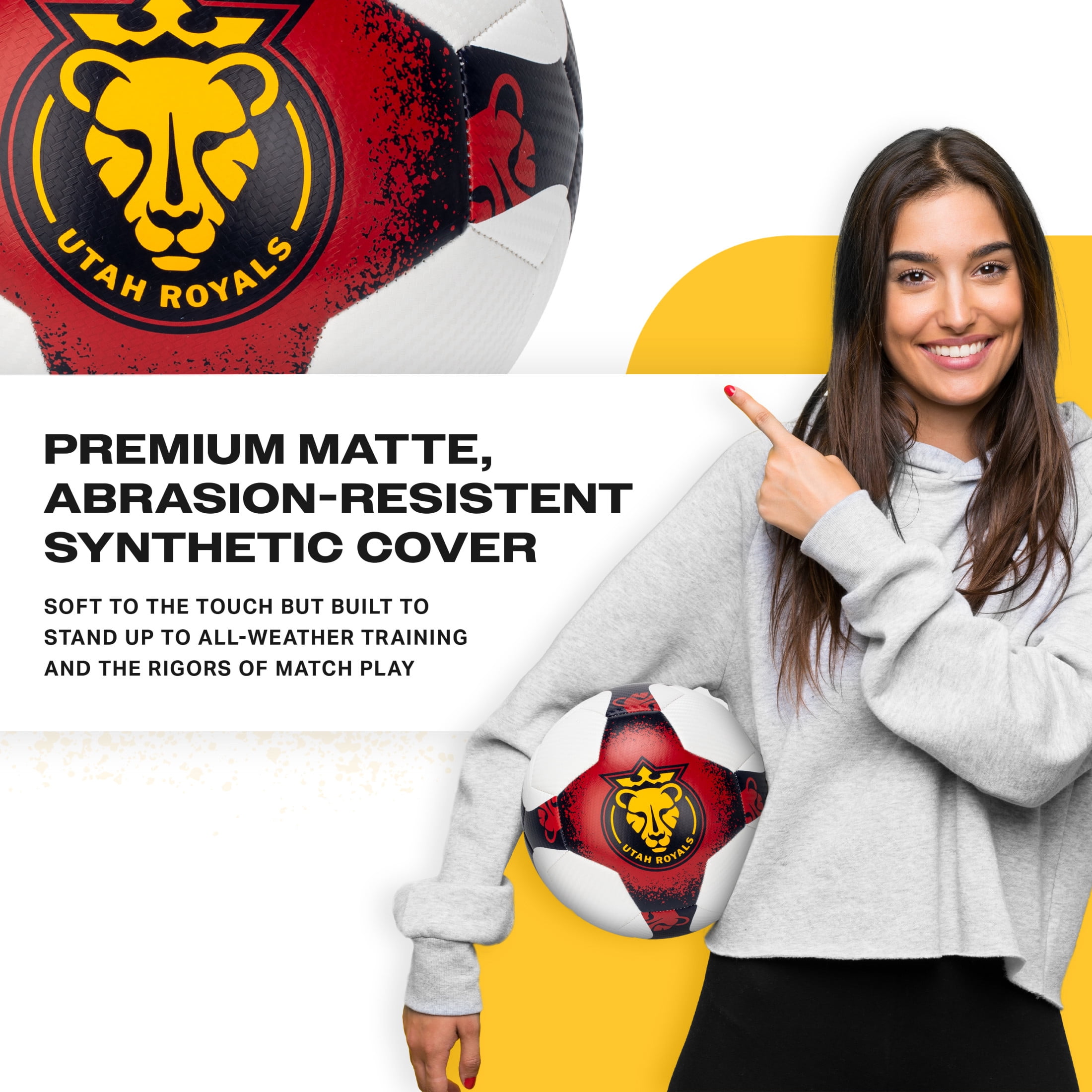 Franklin Sports NWSL Utah Royals Soccer Ball - Official Size 5 Soccer Ball - Regulation Size + Weight Soccer Ball for Kids + Adults - Boys + Girls Soccer Ball - Air Pump Included