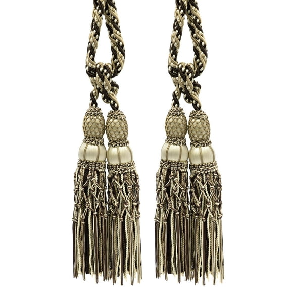 DECOPRO Exquisite Curtain & Drapery Double Tassel Tieback Elegantly Handcrafted to Perfection, Tassel Length 10" (25cm), Spread 38" (96.5cm) # TBEL102, #EL19 Set of 2