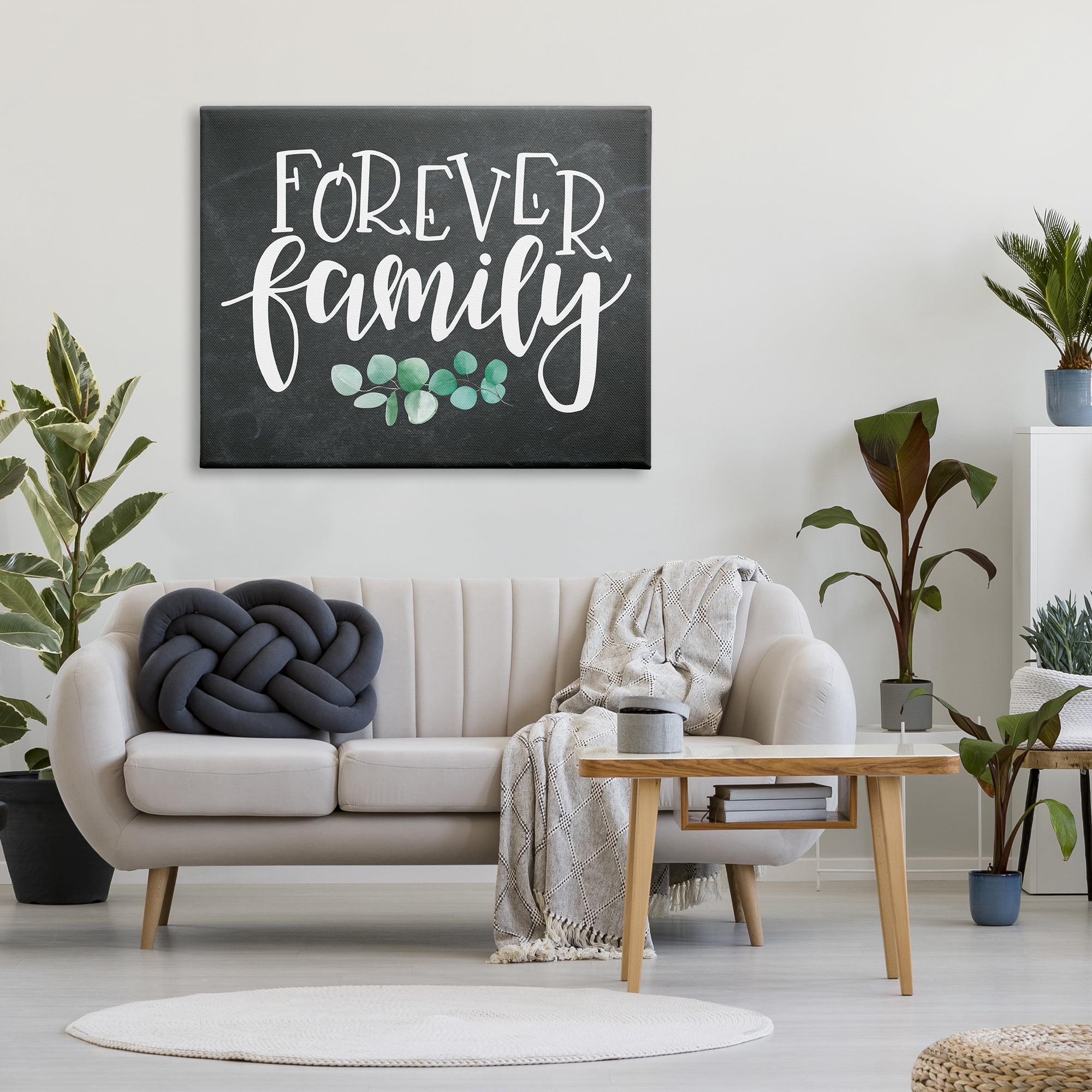 Stupell Industries Forever Family Motivational Phrase Green Eucalyptus Plant, 48 x 36, Design by ND Art