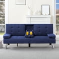 thumbnail image 3 of Gewnee 65.35" Futon Sofa Bed,Folding Loveseat Recliner with Cup Holders for Guest Room,Navy Blue, 3 of 11
