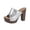 1Silver, variant on Studded Platform Heels for Women Peep Toe Vintage Leather Fashion Elegant Wooden Design Backless Pumps Dress Shoes Silver Size 9.5