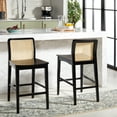thumbnail image 4 of SAFAVIEH Benicio Square Mid Back Counter Stool, Black/Natural (Set of 2), 4 of 14