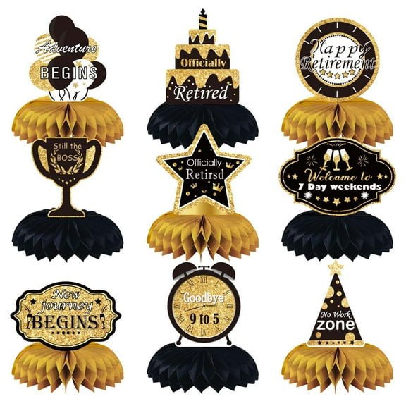 Black Gold Retirement Theme Party Decoration Supplies Honeycomb Tabletop Decoration Birthday Party Honeycomb Decoration