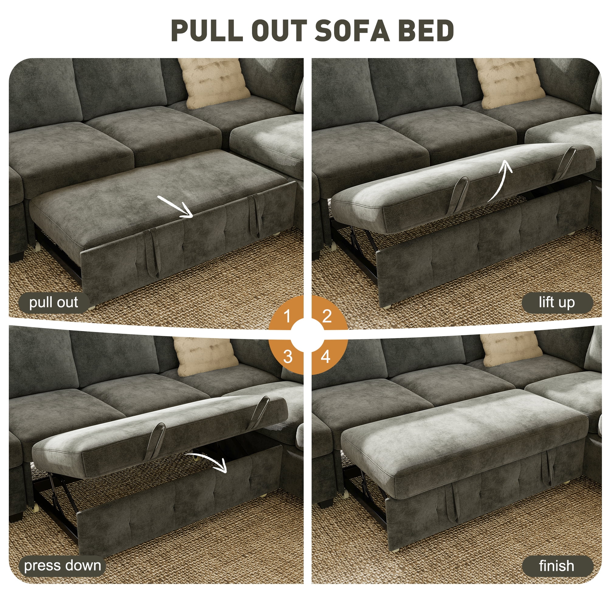 BedLuxury 59" Sleeper Loveseat With Pull Out Bed, Corduroy Sofa Bed With USB Charging for Small Spaces, Chenille Gray