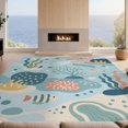 thumbnail image 2 of Design&I 4'x6' Washable Area Rug Snag-Free Skid-Resistant Medium Blue Coral Underwater Seascape Illustration Motifs with Fish and Seaweed for Home Office, Under Desk, 2 of 7