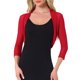 thumbnail image 1 of INSPIRAR CHIC Blusas Semitransparentes para Mujeres Elegantes con Mangas 3/4 Cárdigan Bolero Shrug Rojo S, 1 of 6
