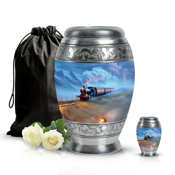 SABURIAL Train Urn - Memorial Urn For Adult - Combo - 10 Inch Large With 3 Inch - Cremation Urns For Adult - Ashes Human Remains - Burial Funeral Urns