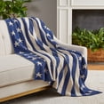 thumbnail image 2 of Lanwood Home Americana summer Knitted Throw Blanket, USA American Flag Oversize Throw, Blue Star Stripe, 2 of 6