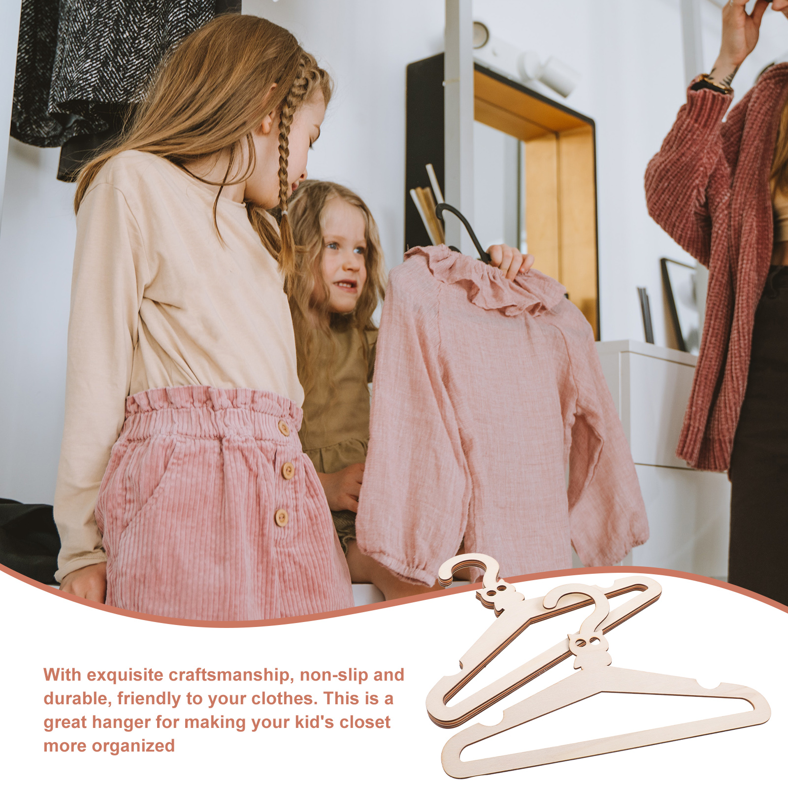 5 Pieces Wooden Hanger Nappy Cute Pantry Coat Skirt Hangers Baby