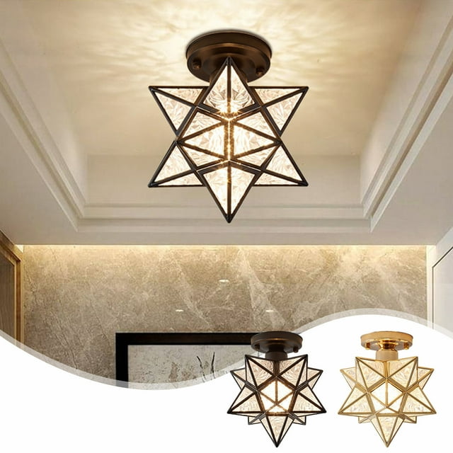 Lámpara de techo de cristal Diseño de cinco puntas de PVC Lámpara LED ambiental cálida para pasillos, balcones y comedores incluye herrajes de montaje 25x20x20cm - Decoración moderna del hogar