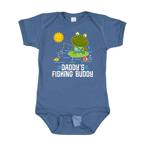 Inktastic Daddys Fishing Buddy Cute Frog Boys or Girls Baby Bodysuit