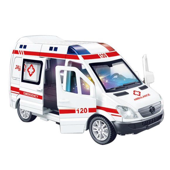 LOVEVER Ambulance Vehicles Car Model Car Toy for Kids Simulation Sound and Light>