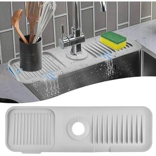 AEOOZGR Kitchen Sink Splash Guard, Silicone Sink Draining Pad Behind  Faucet, Kitchen Sink Accessories, Faucet Bathroom Absorbent Water Catcher  Mat