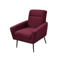 thumbnail image 4 of Accent Chair, Linen Fabric Upholstered Leisure Chair Armchair with High Back and Metal Legs, Comfy Single Sofa Chair Reading Chair TV Chair for Living Room Bedroom Office and Small Space, Wine Red, 4 of 7