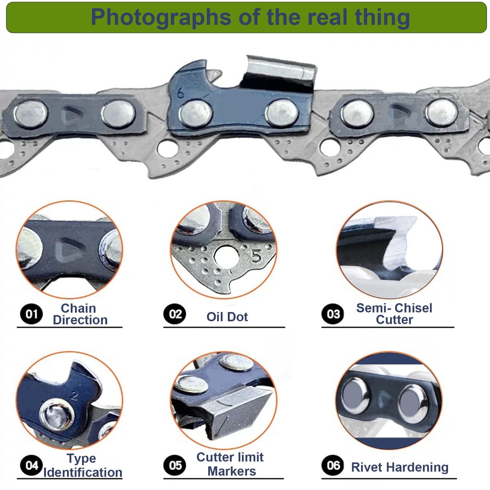 18 Inch Chainsaw Chain 3/8" LP Pitch .050" Gauge 62 Drive Links Fits Poulan, Kobalt, Echo, Ego, Greenworks and More- S62 (3 Chains)