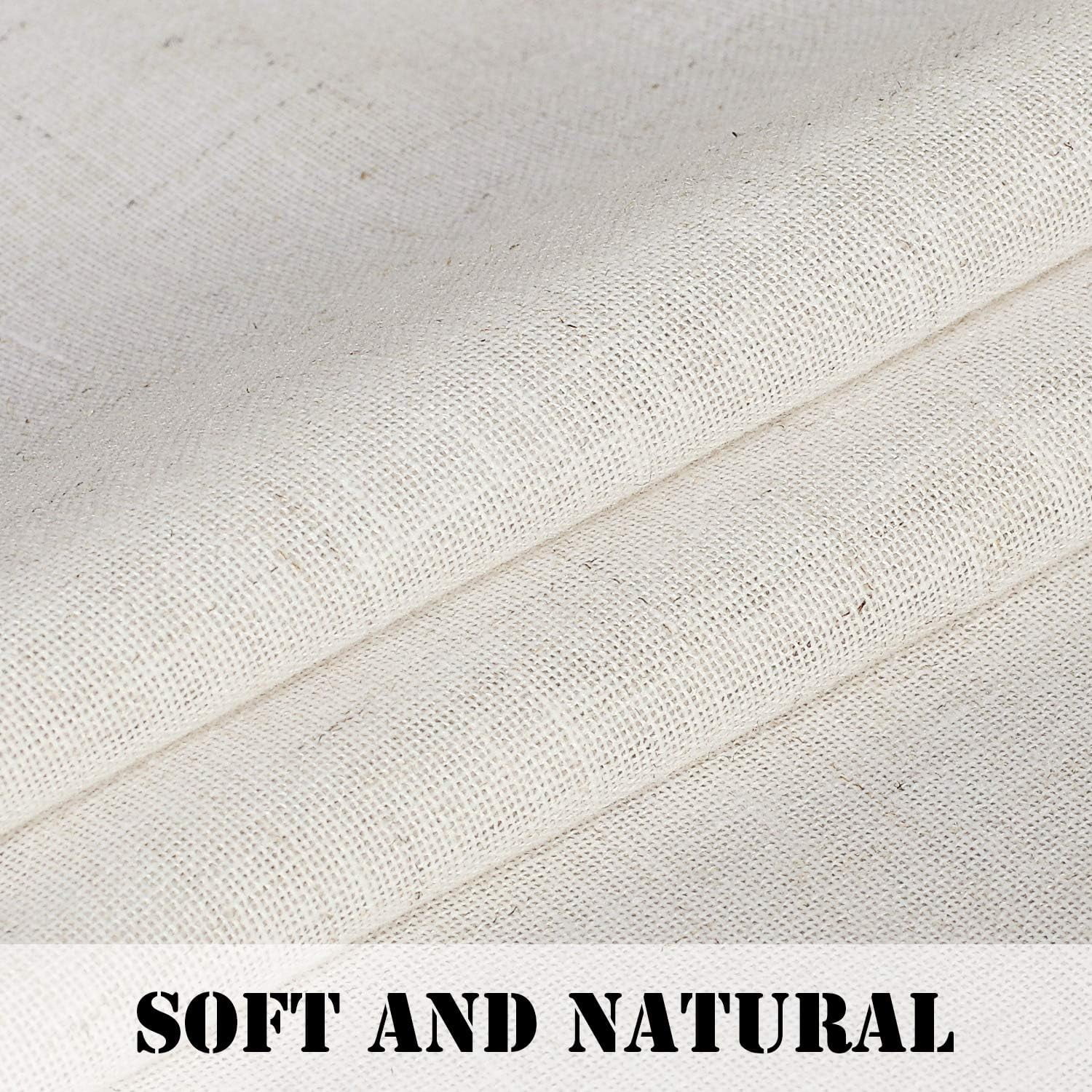 PrimeBeau Natural Linen Texture Semi Sheer Privacy Window Panels, 52" W x 63" L, Ivory