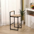 thumbnail image 2 of Rhomtree Rope Woven Bar Chairs with Back & Footrest, Natural (Set of 4), 2 of 10