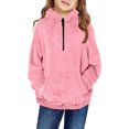 thumbnail image 2 of Girls Clothes, Little Girls Fuzzy Hoodies With Pocket Half Zip Up Pullover Sweater Warm Oversize Sherpa Fleece Hooded Sweatshirt (7 Years, Pink), 2 of 6