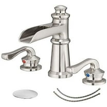 BWE Waterfall 8-16 Inch 3 Holes Two Handle Brushed Nickel Widespread Commercial Bathroom Sink Faucet