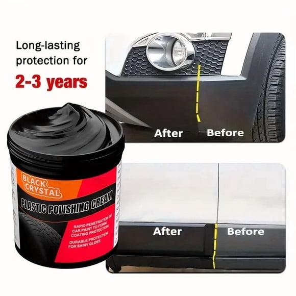 Rénovateur de Voiture 300 g avec Éponge, Agent de Revêtement Revitalisant pour Plastique Retour au Noir, Réparation des Égratignures et Joint Protecteur pour Garniture Extérieure et Tableau de Bord