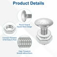 thumbnail image 4 of 10 Set Carriage Bolts and Nuts Kit, M8-1.25x25 Stainless Steel 304 Round Head Square Neck Carriage Bolts Screws and Hex Nuts and Flat Washers - Silver, 4 of 6