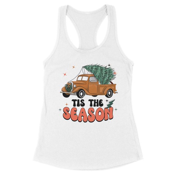 Retro Tis the Season Tank Top Fitted Racerback Women's Large White