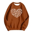 thumbnail image 5 of Arlun 2025 Fall Winter Crewneck Sweatshirts for Women Trendy Pumpkin Flowers Leaves Printed Crewneck Sweatshirts Heart-Shaped Graphic Cozy Long Sleeve Hoodless Pullover Tops Brown S, 5 of 5