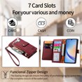 thumbnail image 3 of Wallet Case for Samsung Galaxy A54 5G Women Men, Durable PU Leather Magnetic Flip Lanyard Strap Wristlet Zipper Card Holder Kickstand Wallet Phone Case Cover Full Body Protection, Red, 3 of 10