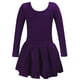thumbnail image 1 of Vestido de manga larga con cuello redondo para niña, color liso, cuello redondo, mangas largas, falda elástica con volantes, 1 of 4